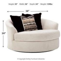 Ashley Cambri Snow Oversized Round Swivel Chair