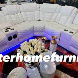 New Sectional Recliner With LED Available In Black, White, Gray ✅finance Available No Credit Needed $39 Down 