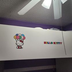 White Twin Bed With Vanity Beautiful Hello Kitty Theme.