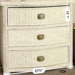 White Wicker 3-Drawer Dresser