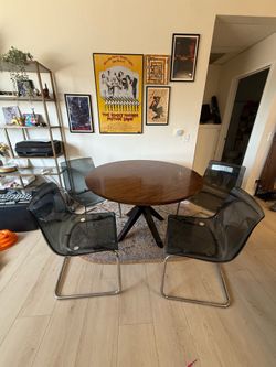 Hardwood Table & 4 Ikea Chairs