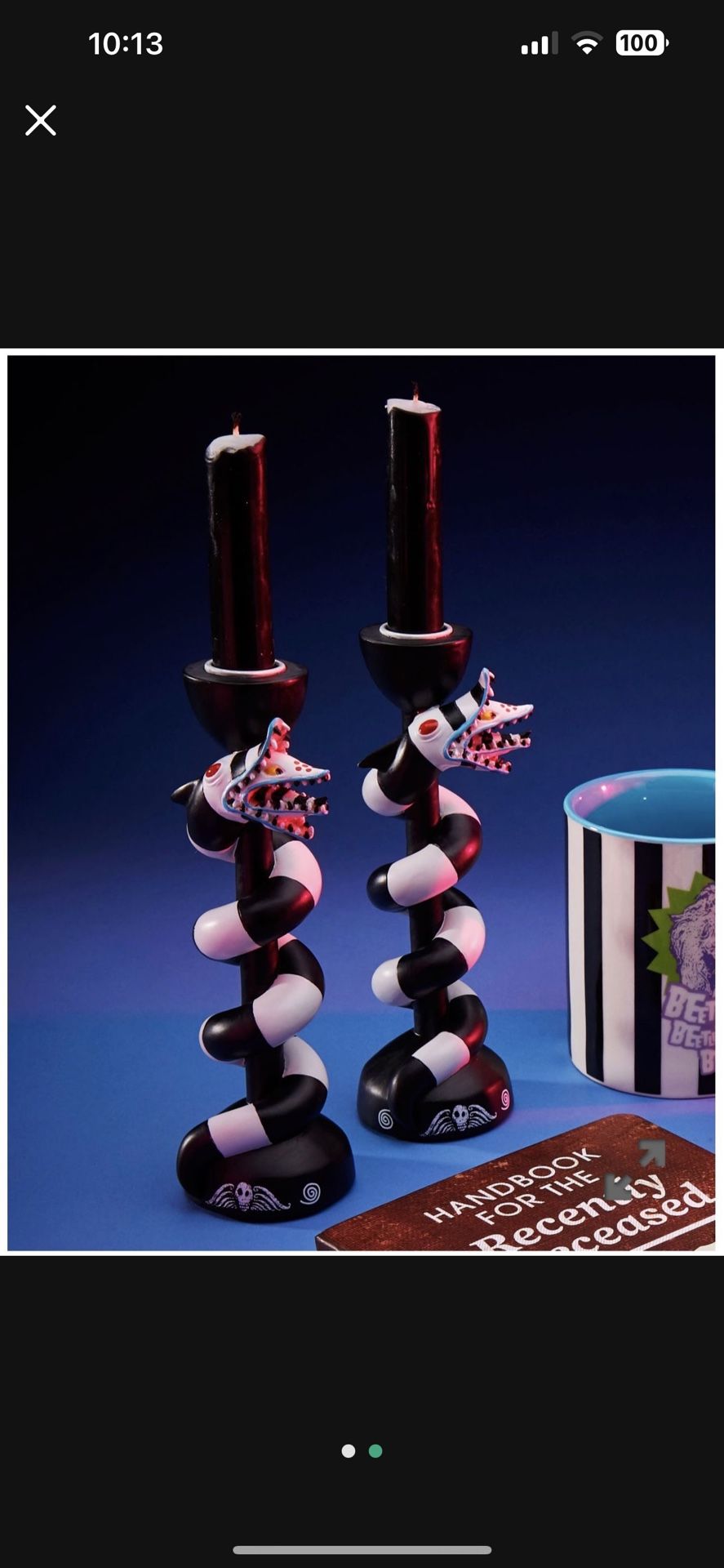 2x Beetlejuice Sandworm Candle Holders 8” Polyresin Tim Burton Halloween