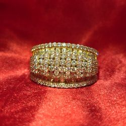 10k Yellow Gold Diamond Round Cut Ring 3.55 ctw