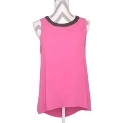 Bellatrix Medium Oversized Hot Neon Pink Faux Leather High Low Tunic Cowl Open Back Tank Top Women’s 