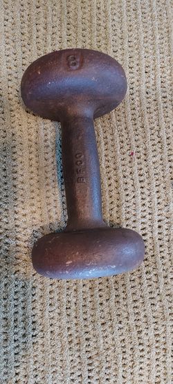 Vintage 8Ib. Cast Iron Dumbbell. BFCO