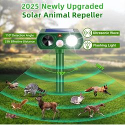 Solar Ultrasonic Animal Repeller Outdoor Waterproof Cat Dog Racoon Rodent Squirrel Rabbit Deterrent Repellent