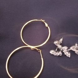 2pair Of Earrings Bolth  Silver One With Cubics 
