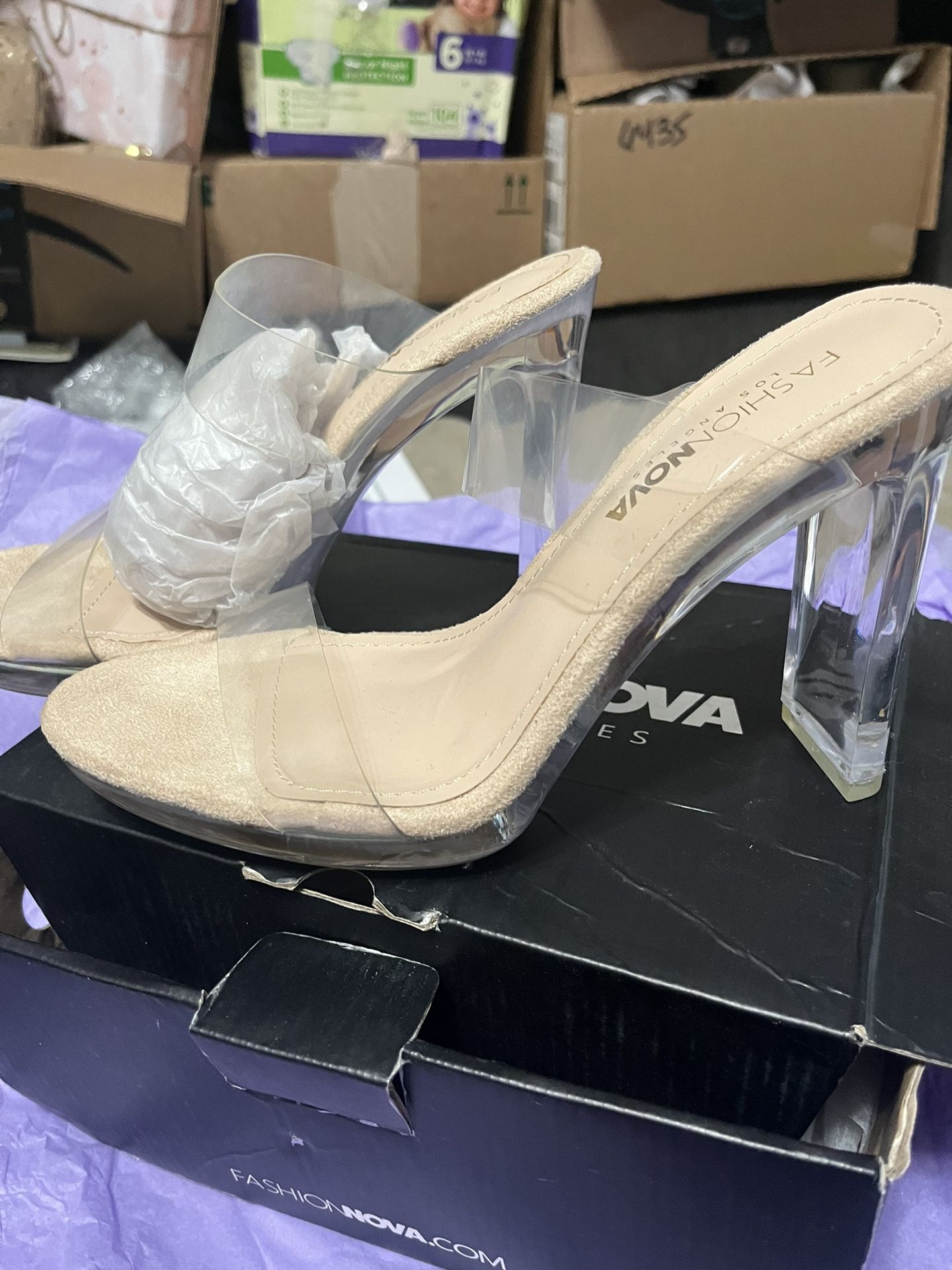 Fashion Nova Heels Clear Size 9