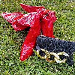 Red Patent Over-the-Knee Boots 