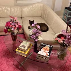 Vintage Postmodern Glass Coffee Table 