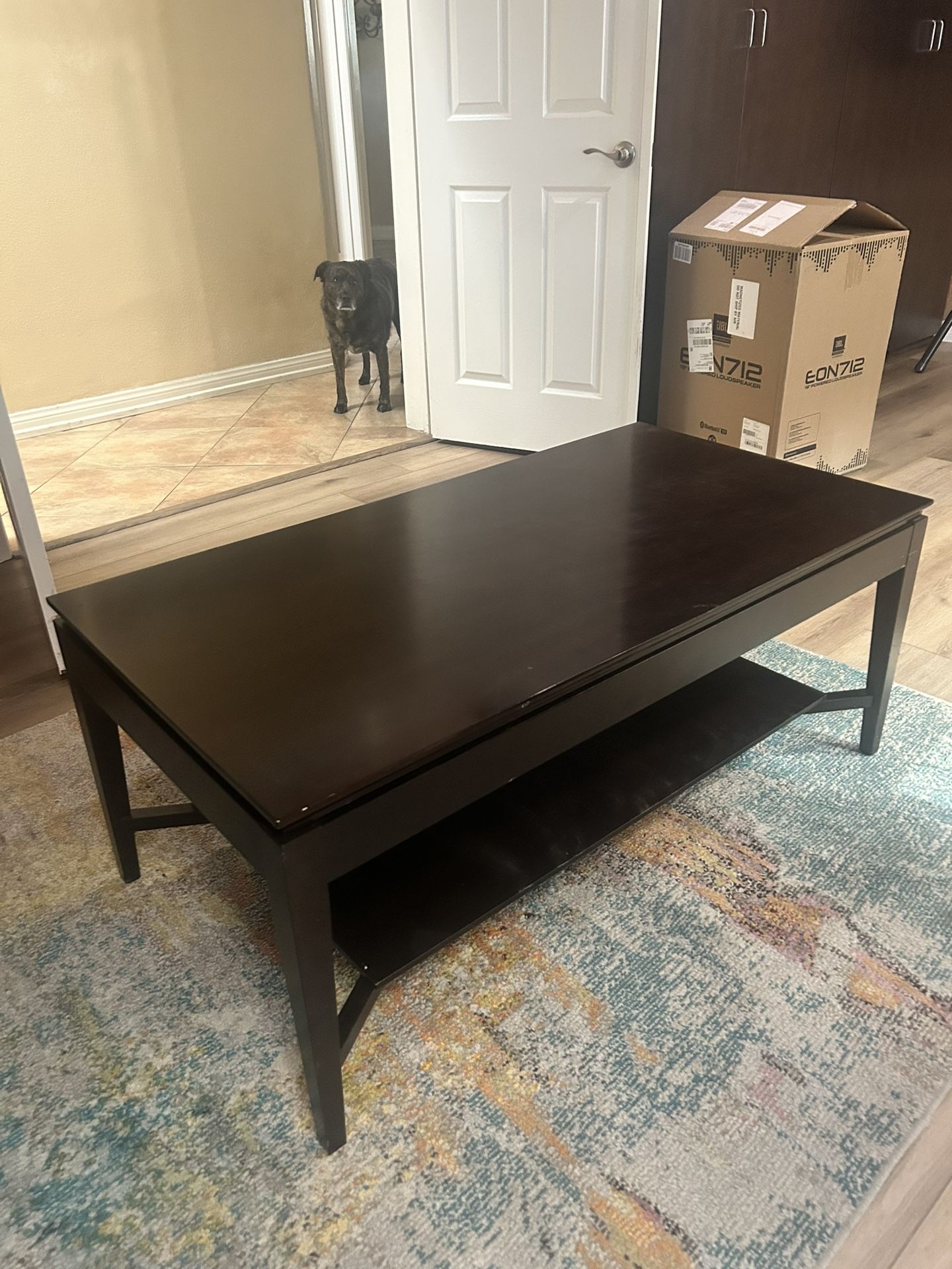 Wood Coffee Table Retractable Desk Table