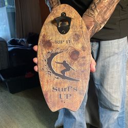 New 14”x 7” Wood Bottle Opener 