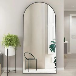 Silver Lumora 65.1"x24" Arched Full Length Mirror Aluminum Alloy Frame Floor Mirror