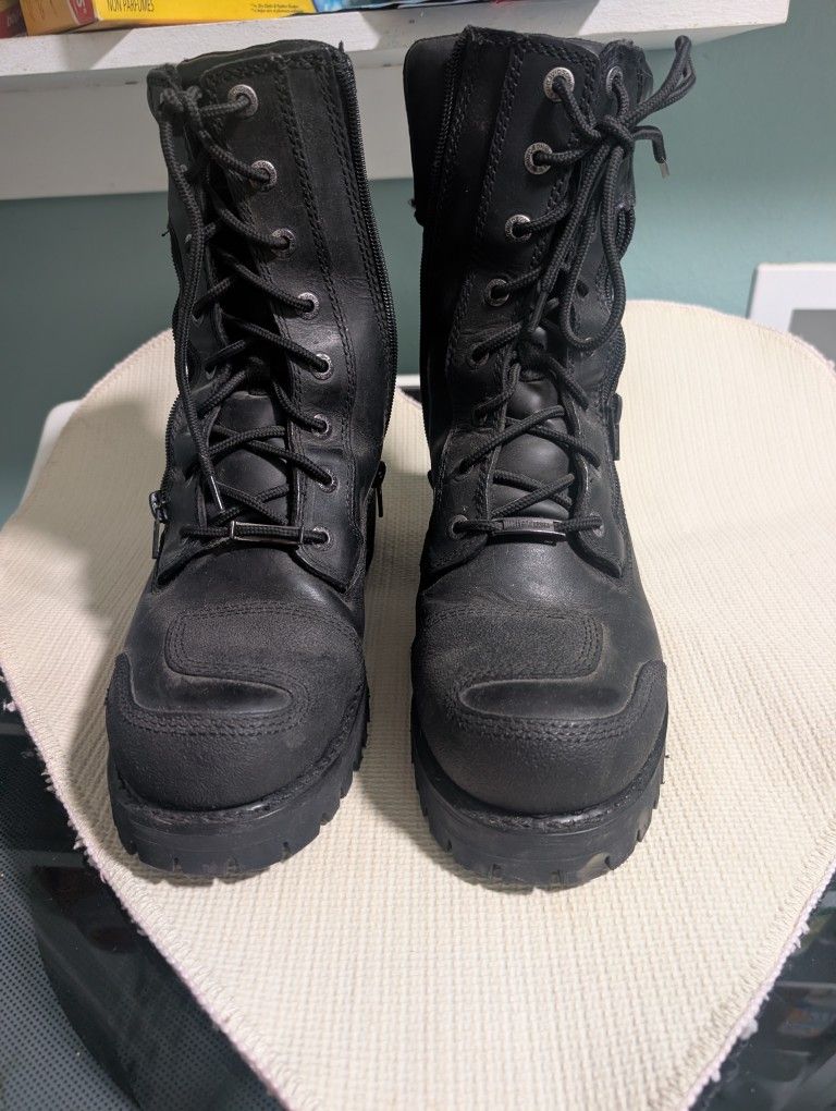 Harley Men's Riddick 8-Inch Lace-UP Black Motorcycle Boots D98308