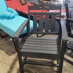 SUUNYN Patio Chairs Set of 2, HDPE Outdoor Dining Chairs with Wide Seat, All Weather Oversized Porch Chair for Garden, Backyard, Deck - Grey $80