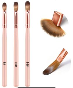 3pcs Nylon Acrylic Nail Brushes, Size 8/10/14, Professional for Powder Application, Nail Extension, Carving