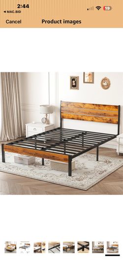 OLIXIS Full Size Bed Frame with Headboard, 800LBS Mattress Foundation with All Sturdy Metal Support, Under Bed Storage, No Box Spring Needed, Easy Ass