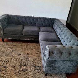 Sectional Sofa Blue /gray Tone 