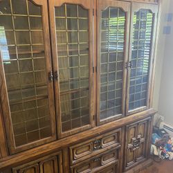 Antique Dining Room Table and China Cabinet 