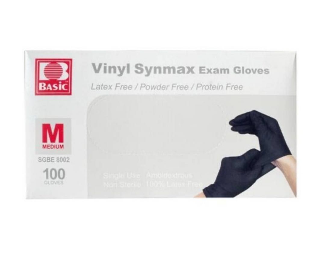 1000GLOVES INTCO Basic SYNMAX BLACK Exam Glove (VINYL/NITRILE HYBRID)10 boxes