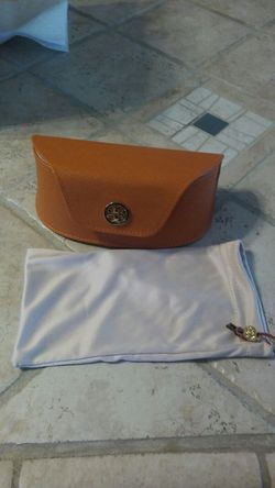 Troy Burch orange saffiano Sunglass case