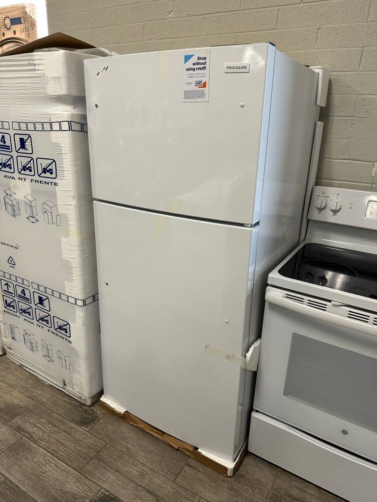 Frigidaire new white top bottom fridge with 1 year warranty