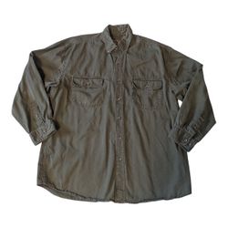 C.E. Schmidt Work Wear Army Green Cotton Button Down Collar LS Shirt Men's XL