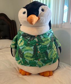 Large Penguin Stuffed Plush with Hawaiian Shirt