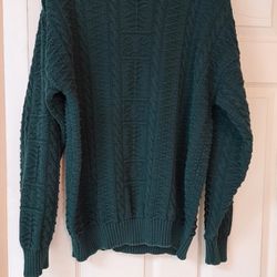 Gant Mens Green Cable Textured Knit Sweater Pullover Top Cotton