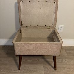 Vintage Mid Century Modern Sewing Bench Foot Stool Storage Compartment