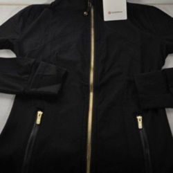 Lululemon Black Jacket with Gold Zipper - Size 4