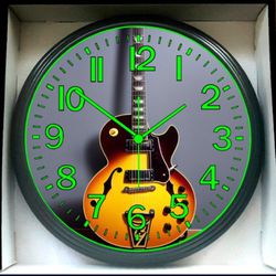 1950s Acoustic Gibson Electric Acoustic Guitar Glow In The Dark Wall Clock