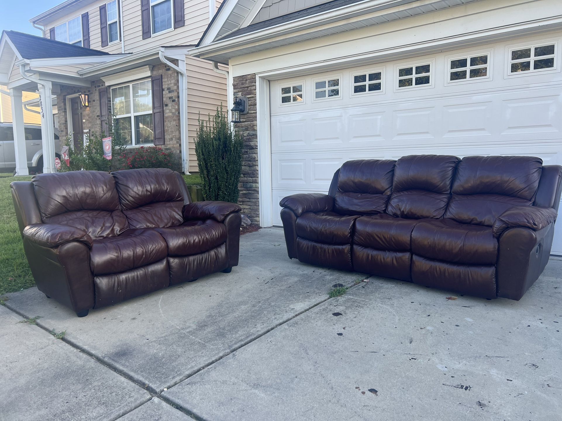 Genuine Leather Reclinable Sofa & Loveseat (Delivery Available)