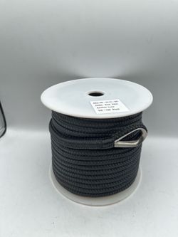 3/8" x 150' Double Braided Nylon Marine Anchor Line with Stainless Steel Thimble