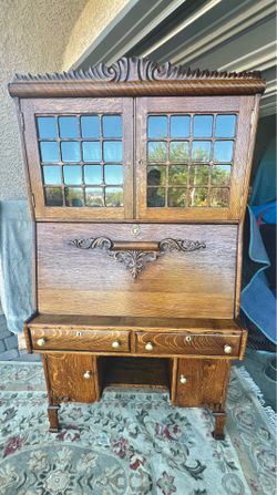 American Antique Tiger Oak Desk / Bookcase 130 Years Old. Beautifully Restored Antique