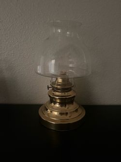 Small Brass Kerosene Lantern with Clear Glass Globe