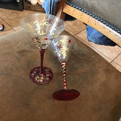 Set Of 4 Holiday Martini Glasses 