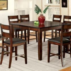 Brand New Dark Cherry 9pc Counter Height Dining Table Set 
