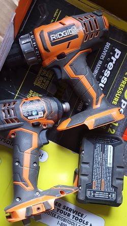 Ridgid impact and drill with battery and charger