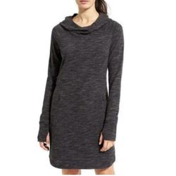 Athleta Gray/Black Power Down Hooded Sweatshirt Dress - Size Medium
