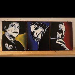 Joker 11”x14” On Canvas. Set Of 3 