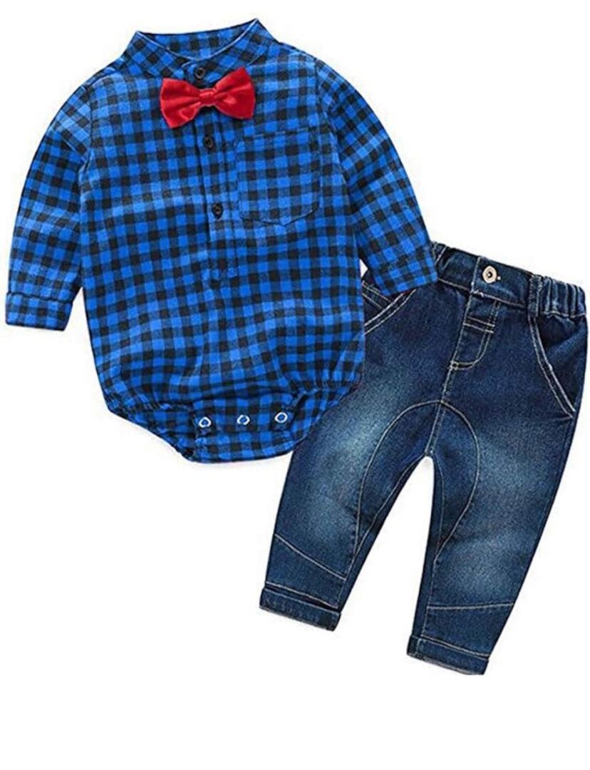 Baby Boy 2 Piece Denim Shirt Clothes Set