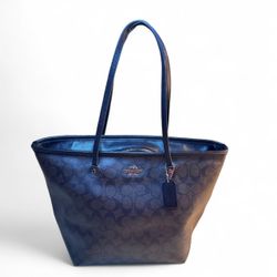 Coach Signature Canvas Tote Bag Brown Black Gold Hardware Authentic