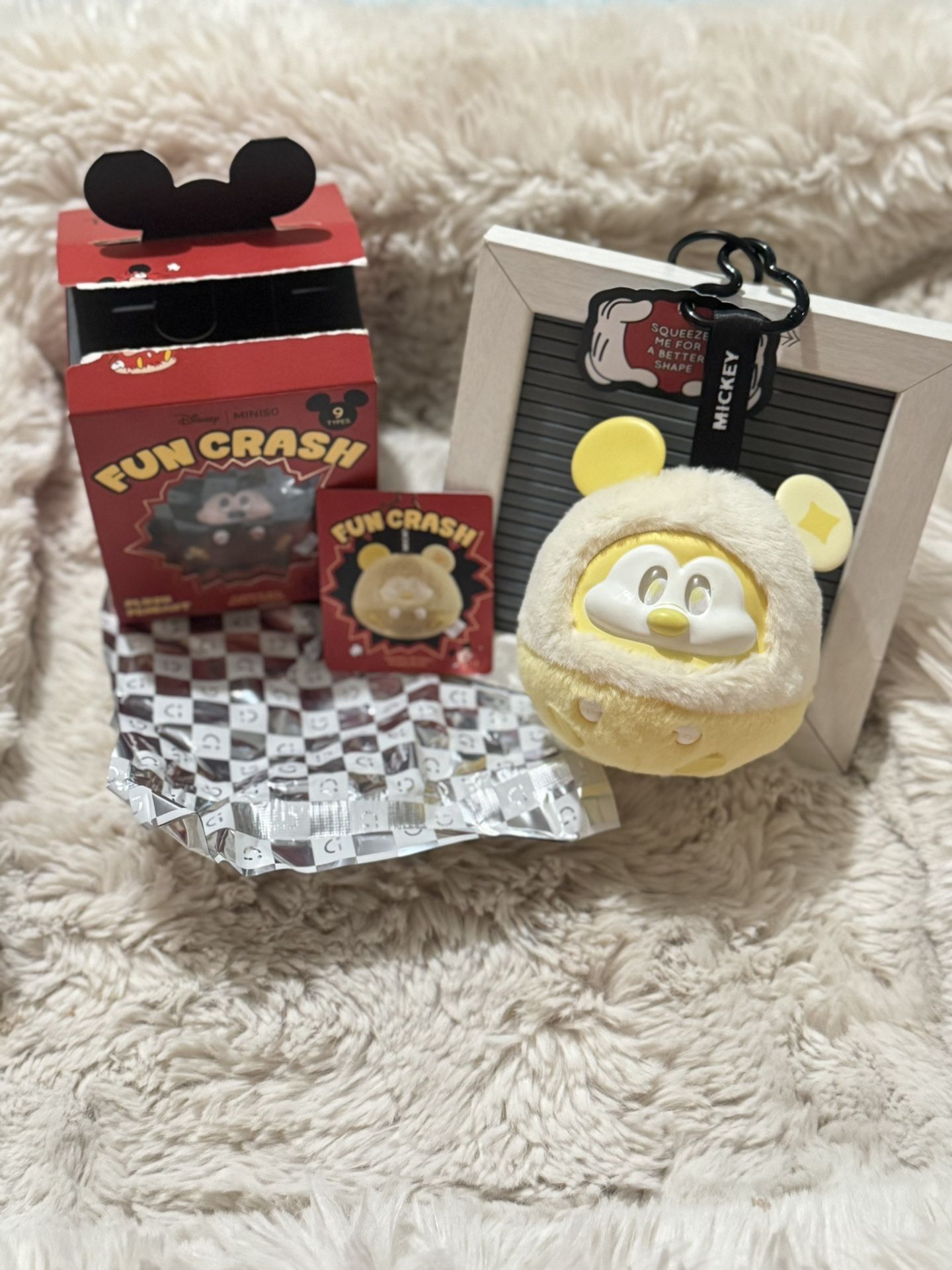 Authentic Miniso x Disney-Mickey "Fun Crash" Plush Bag Charm -Wealthy Mickey