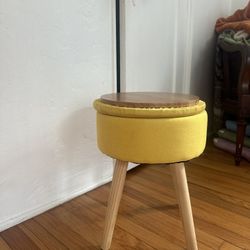 Round Storage Ottoman Yellow 