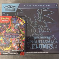 Sealed Pokemon Phantasmal Flames ETB Elite Trainer Box + Booster Bundle