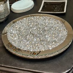 Mirror & Crushed Diamond Lazy Susan 12”
