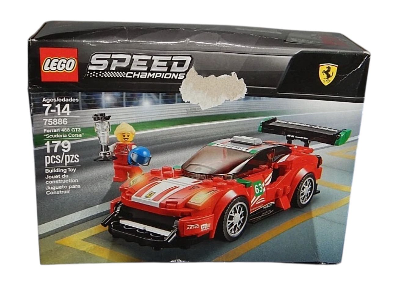LEGO Speed Champions 75886 Ferrari 488 GT3 Scuderia Corsa – Retired, New, Damage