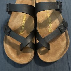 Birkenstock Black Mayari-Birko Flor-Black – Women: 7-7.5 (EU38) - Regular width