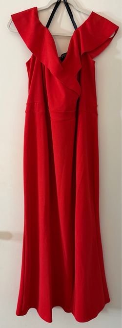 Red Ruffle Neckline Maxi Dress 3xl